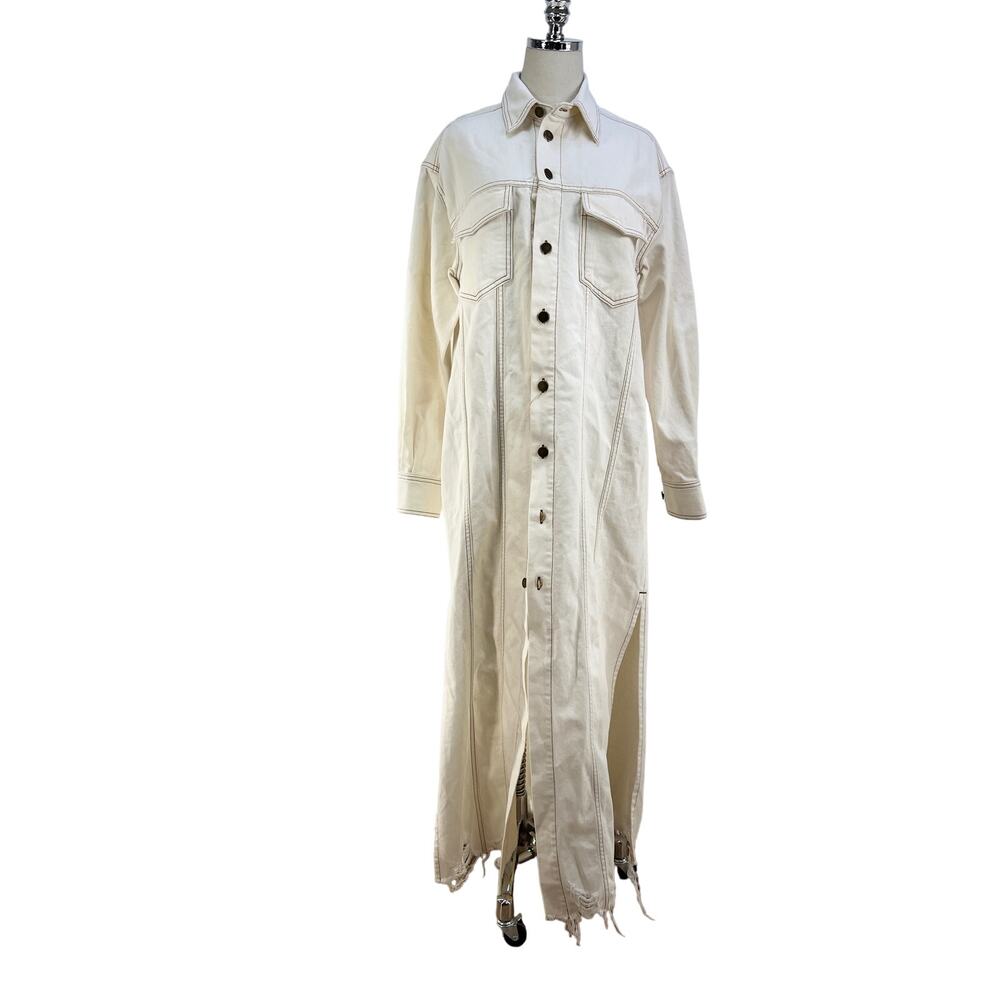 Erika Cavallini Ivory Denim Dress Maxi Duster Jean Coat